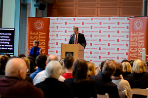 In an address to the campus community, SU Chancellor Kent Syverud on Tuesday announced two initiatives aimed at advancing the university's academics.
